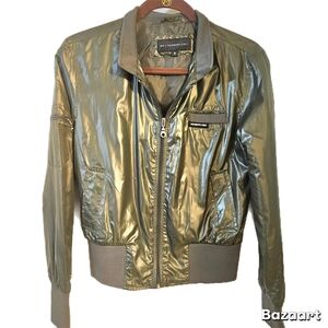 Members Only Metallic Green Varsity Jacket